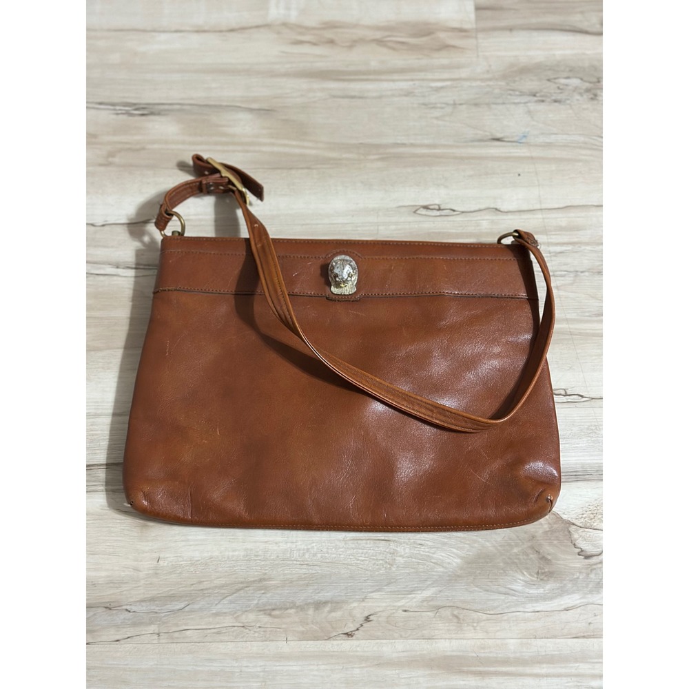 Vintage Ruth Saltz Leather Shoulder Bag Purse with Cat head